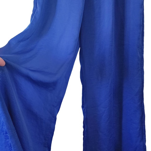 City Triangles Women's Silky Pleated Strapless Jumpsuit Baggy Wide Leg Small - Picture 2 of 10